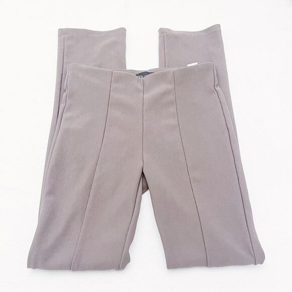 Zara Brown Stretch Pant Split Hem Textured Throuhout SZ L - Picture 4 of 7